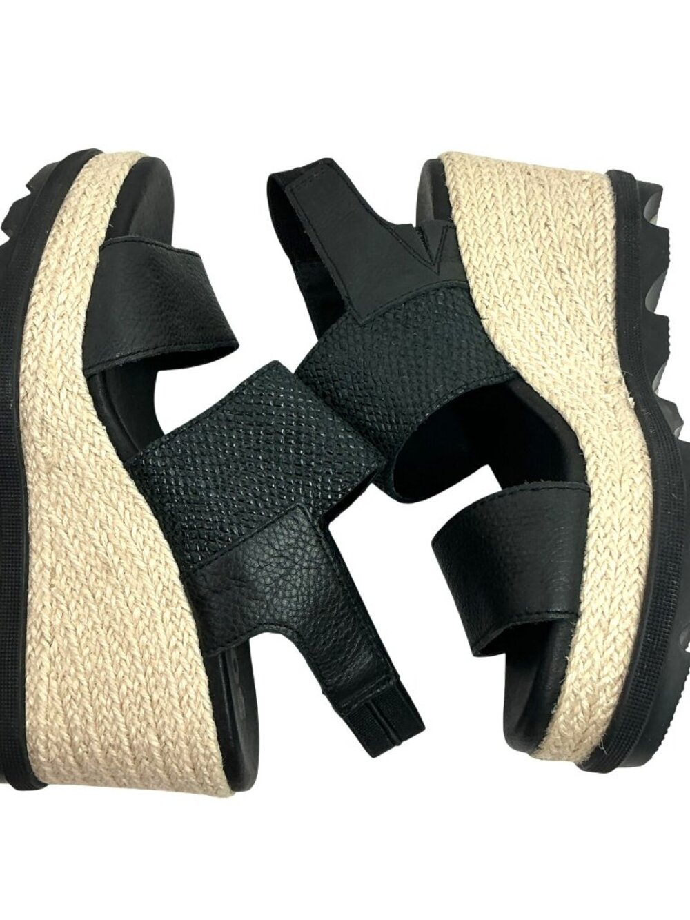 Sorel Joanie ll Slingback Platform Wedge Espadrille Sandals Womens 7.5 Black NEW - Picture 10 of 13
